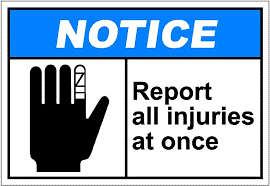 Safety notice showing injured hand and message